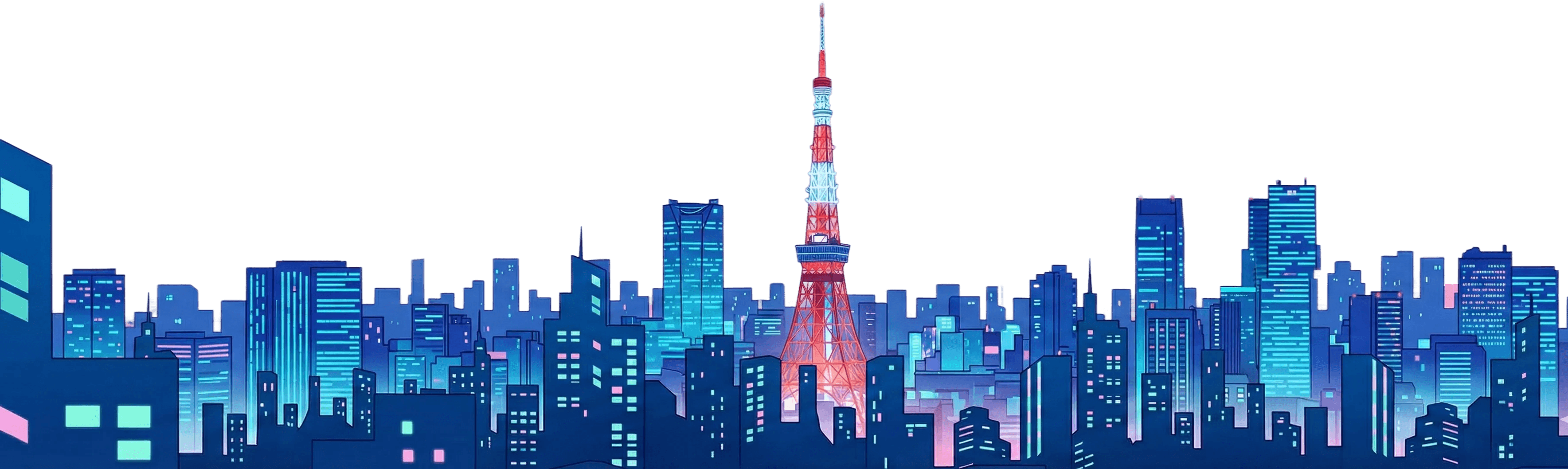 Houses silhouetted against the starry sky